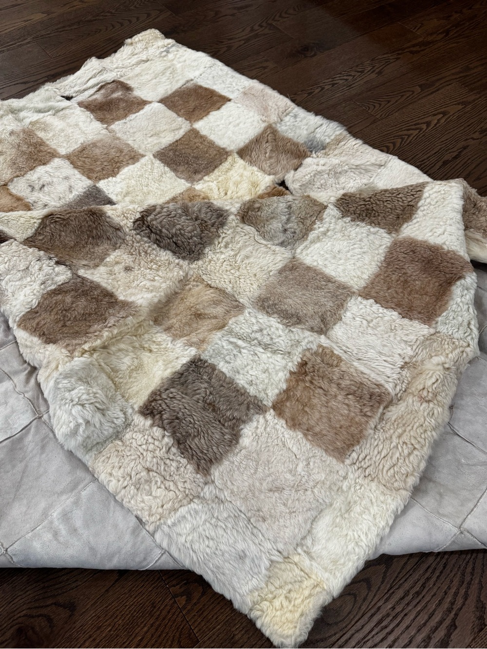 Accent rug/ blanket - Cream/Tan Genuine Sheepskin